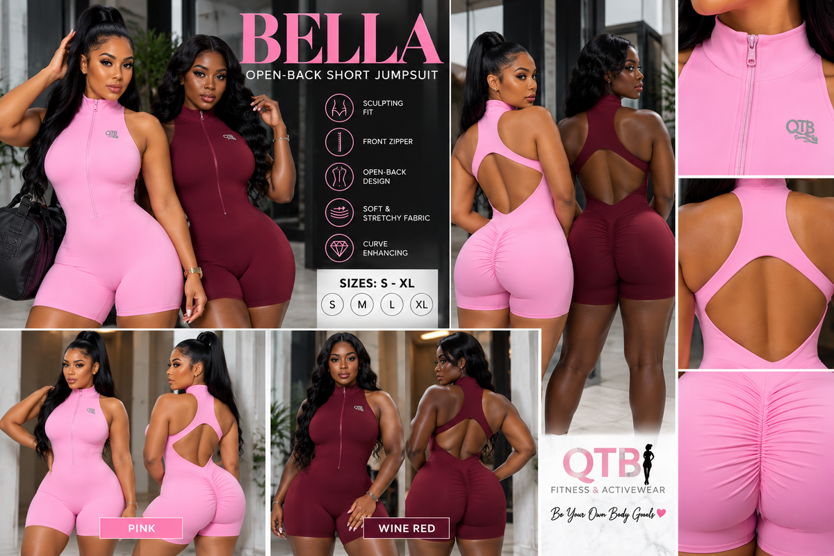 QTB Body Sculpt “Bella” Open-Back Short Jumpsuit