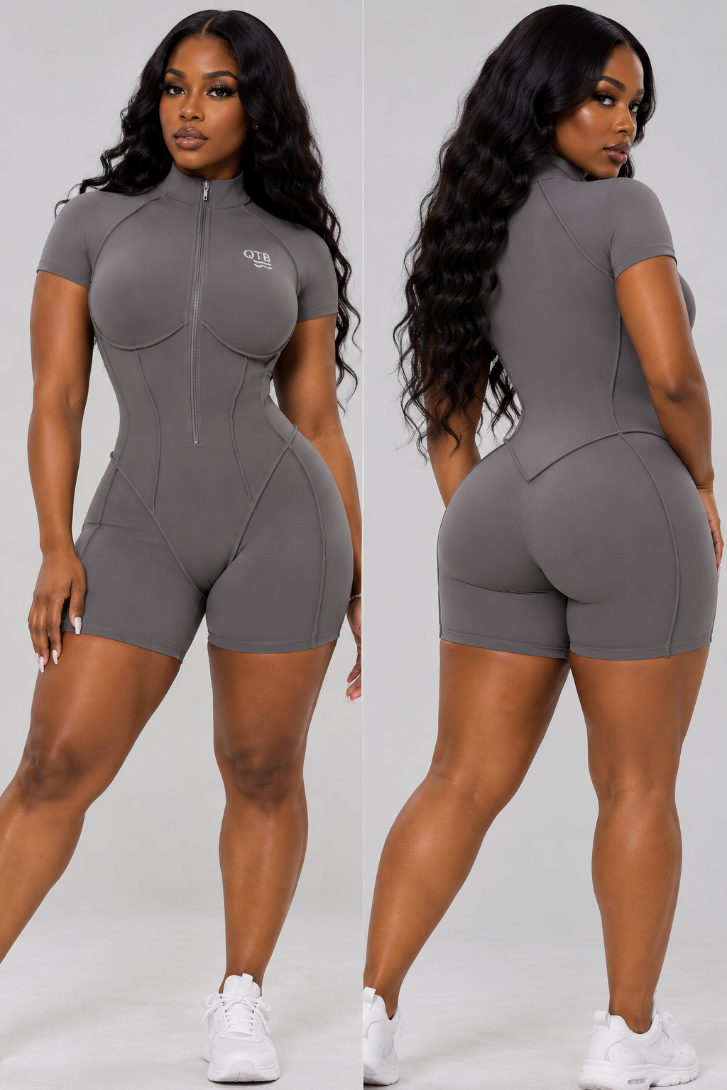 QTB Body Sculpt “Monroe” Zip Short Jumpsuit