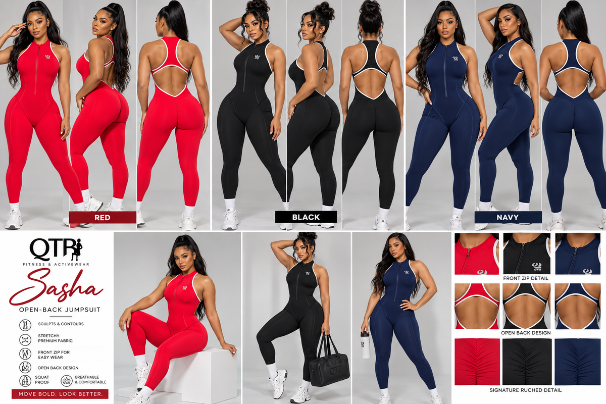 QTB Body Sculpt “Sasha” Open-Back Jumpsuit