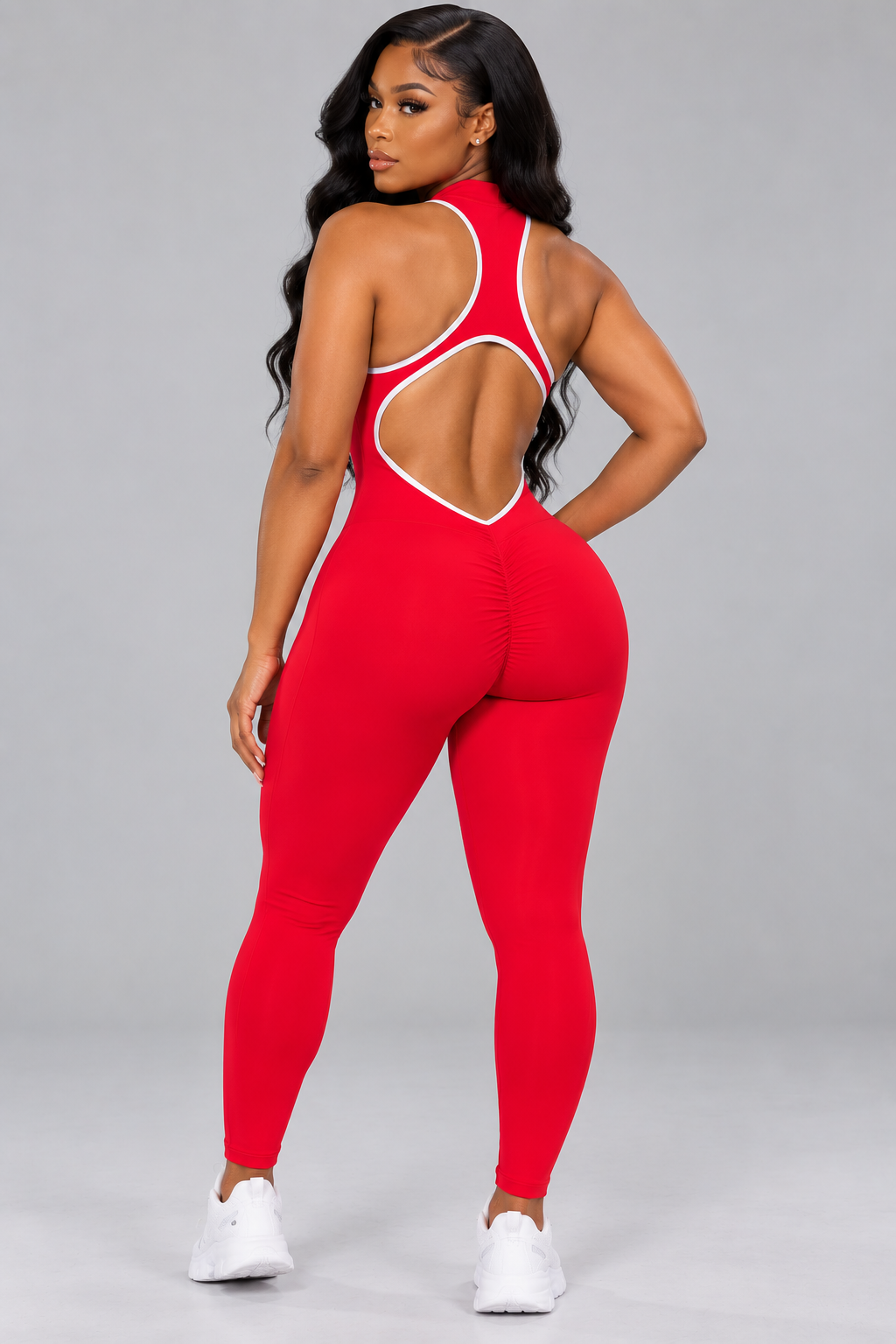 QTB Body Sculpt “Sasha” Open-Back Jumpsuit