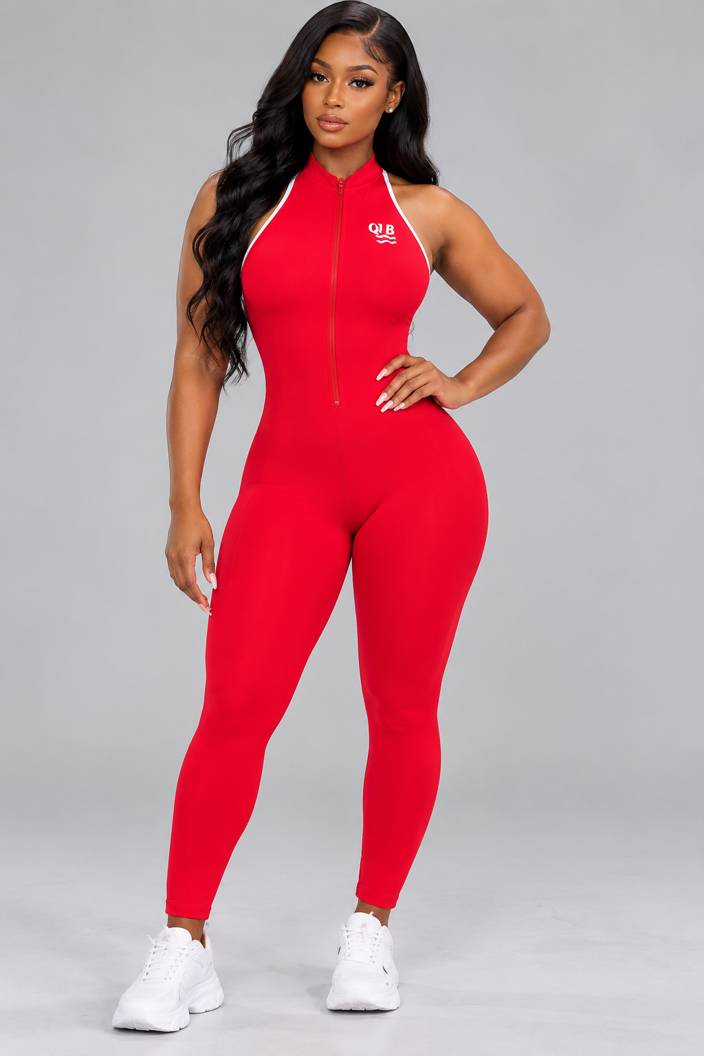 QTB Body Sculpt “Sasha” Open-Back Jumpsuit