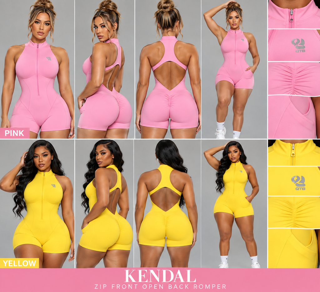QTB Body Sculpt “Kendall” Open-Back Short Jumpsuit