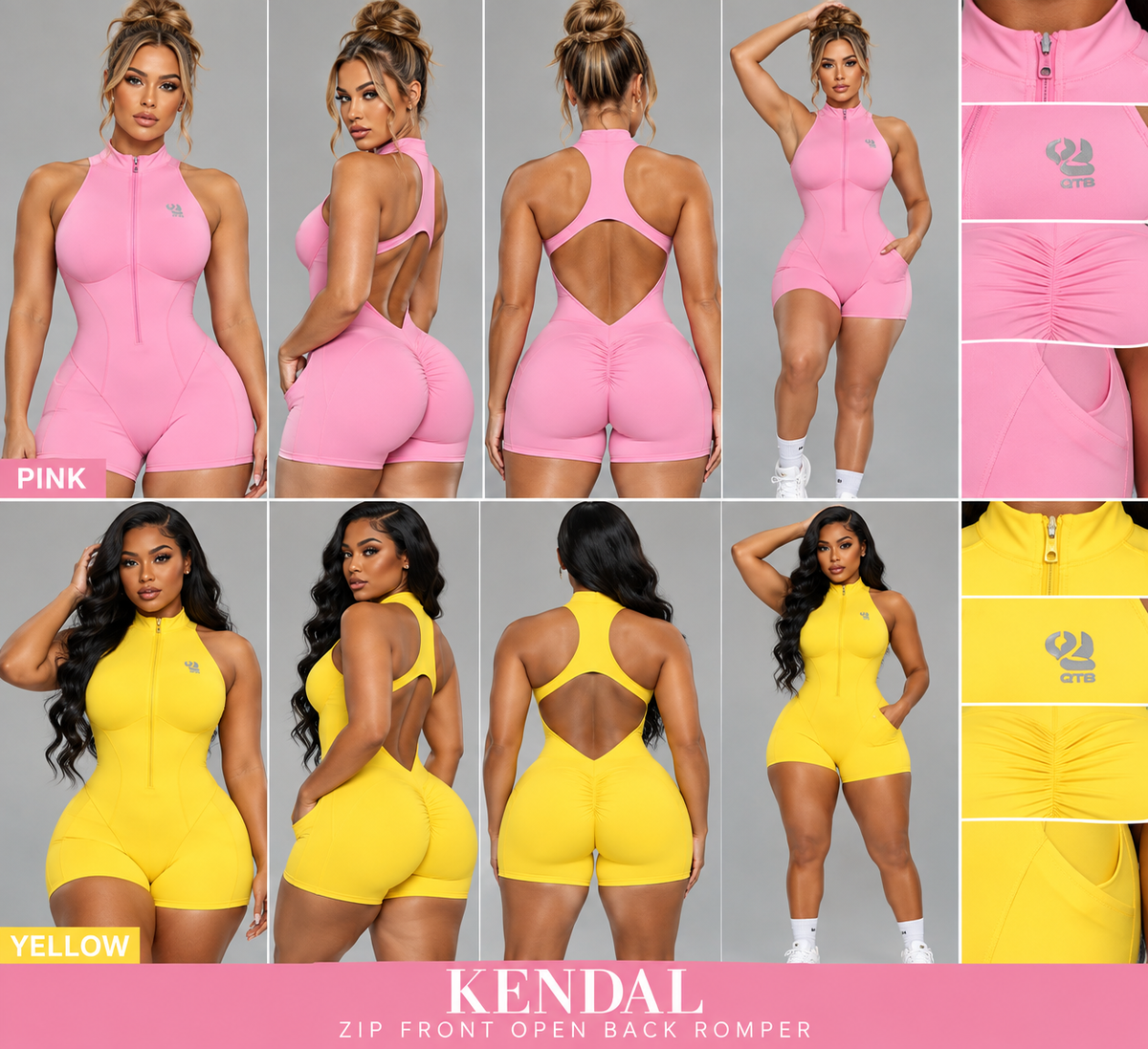 QTB Body Sculpt “Kendall” Open-Back Short Jumpsuit